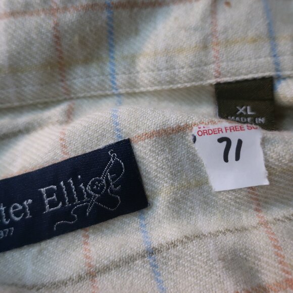 Mens Peter Elliot Beige, Multi Color Plaid Button Down Shirt XL - Picture 8 of 8